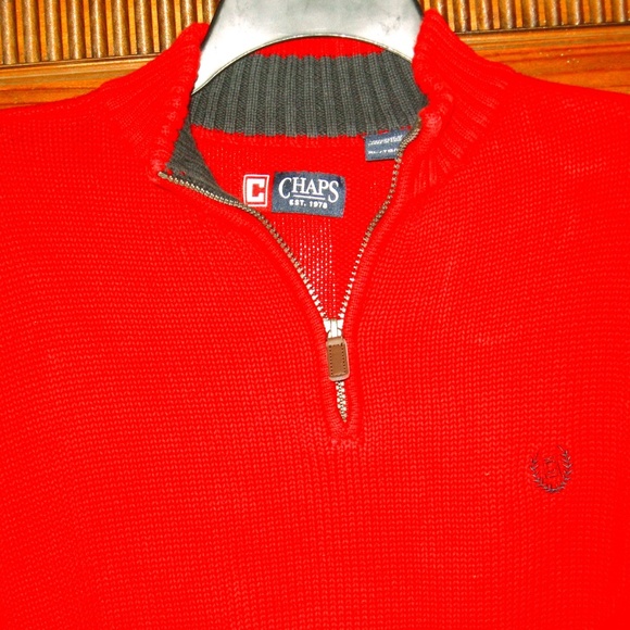 CHAPS RED 1/4 ZIP FRONT SWEATER SIZE XL - Picture 2 of 2